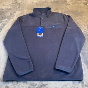 32 Degrees Heat Fleece Snap Neck Pullover Sweatshirt Mens Large Blue NWT